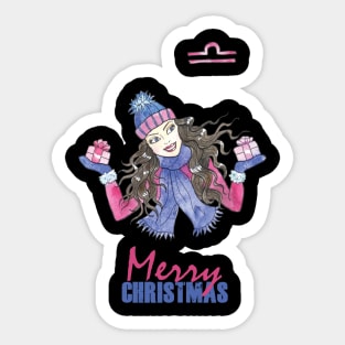 Merry Christmas Libra Winter Holidays Sticker